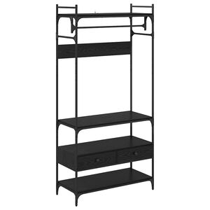 vidaXL Vaatekaappi Musta tammi 89 x 39 x 184.5 cm Tekninen puu