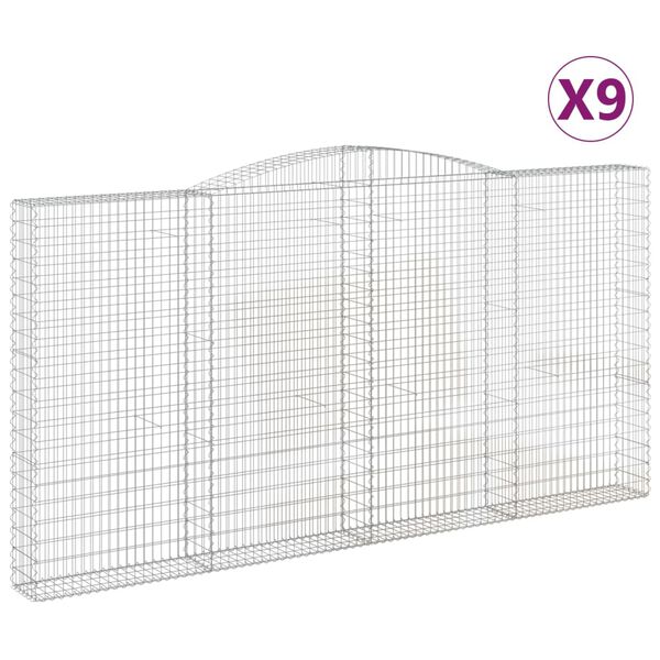 vidaXL Kaarevat kivikorit 9 kpl 400x30x200/220 cm galvanoitu rauta