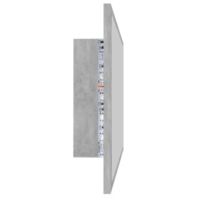 vidaXL LED-kylpyhuonepeili betoninharmaa 80x8,5x37 cm akryyli