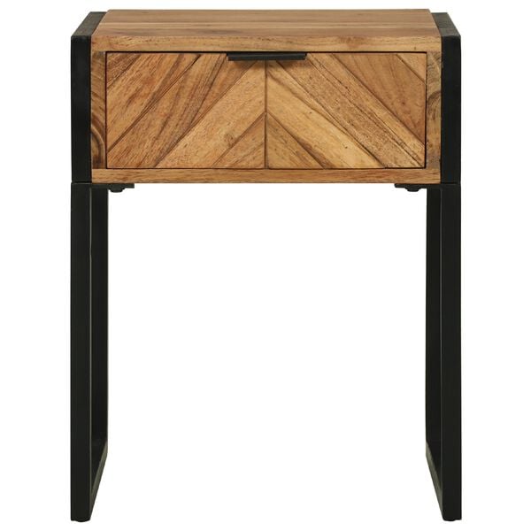 vidaXL Y&ouml;p&ouml;yt&auml; Ruskea 40 x 35 x 50 cm Tiivis Akaasiapuu ja Metalli