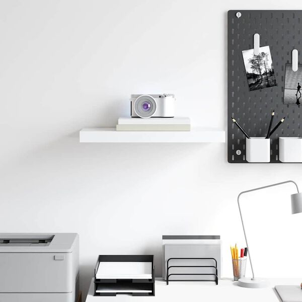 vidaXL Kelluva sein&auml;hylly valkoinen 50x23x3,8 cm MDF