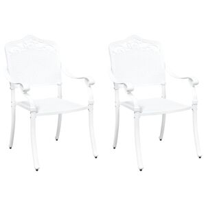 vidaXL Puutarhan Tuoli 2 pcs Valkoinen 55 x 56.5 x 91cm Alumiini