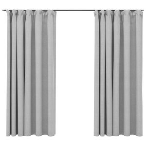 vidaXL Pellavamaiset pimennysverhot koukuilla 2 kpl harmaa 140x175 cm