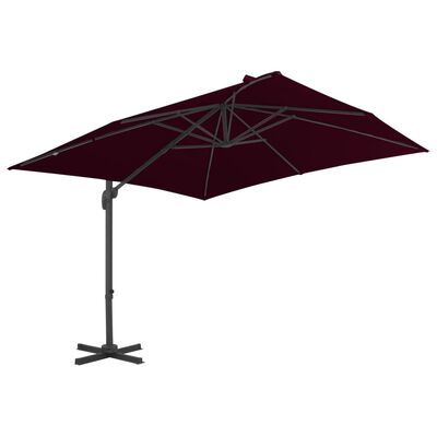 vidaXL Riippuva aurinkovarjo alumiinipylväällä viininpun. 300x300 cm