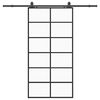 vidaXL Liukuovi asennustarvikkeilla musta 90x205 cm ESG lasi