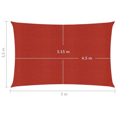 vidaXL Aurinkopurje 160 g/m² punainen 3,5x5 m HDPE