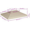 vidaXL Huvimajan vaihtokatto 310 g/m&sup2; Beige 3 x 4 m