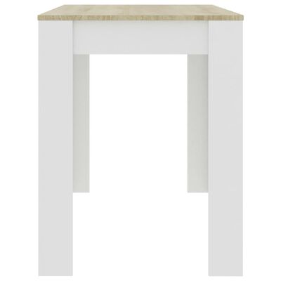 vidaXL Ruokapöytä valkoinen ja Sonoma-tammi 120x60x76 cm lastulevy