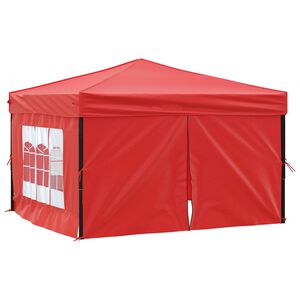 vidaXL Kokoontaittuva juhlateltta sivuseinill&auml; punainen 3x3 m
