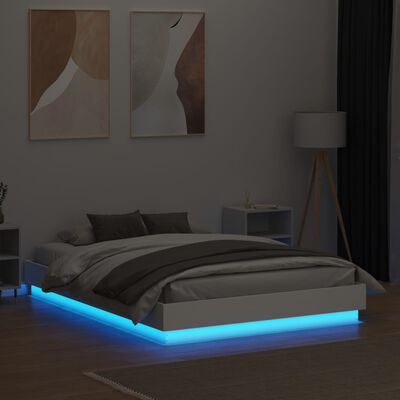 vidaXL Sängynrunko LED-valoilla valkoinen 120x190 cm