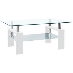 vidaXL Sohvap&ouml;yt&auml; valkoinen ja l&auml;pin&auml;kyv&auml; 95x55x40 cm karkaistu lasi