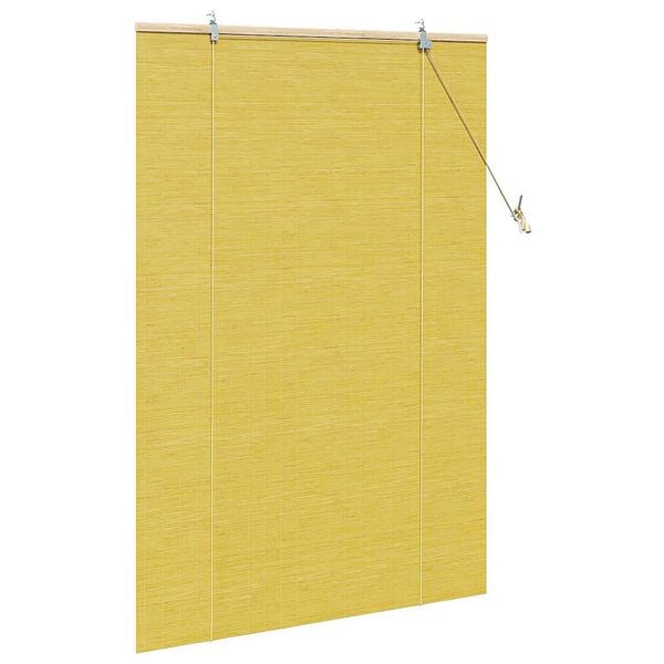 vidaXL Rullaverho verhoilla Keltainen 120 x 160 cm Bambu