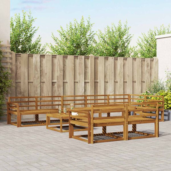 vidaXL Ulkosohvakokoelma 9 pcs Luonnollinen Tihe&auml; akasiapuu