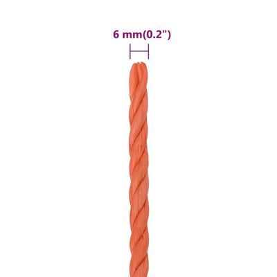 vidaXL Työköysi oranssi 6 mm 25 m polypropeeni