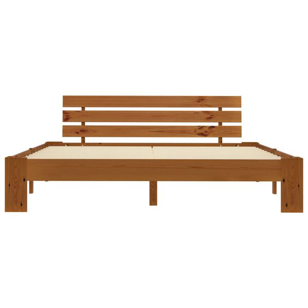 vidaXL Sängynrunko päätylevyllä hunajanruskea 160x200 cm täysi mänty