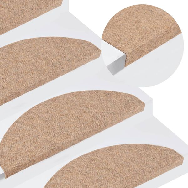 vidaXL Itsekiinnittyvät porrasmatot 15 kpl 65x22,5x3,5 cm beige
