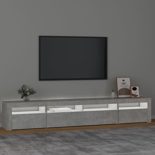 vidaXL TV-taso LED-valoilla betoninharmaa 240x35x40 cm
