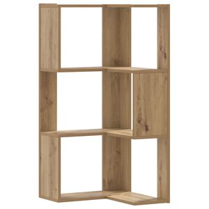 vidaXL Kulmakirjahylly 3 tasoa artesaanitammi 50x50x102cm tekninen puu