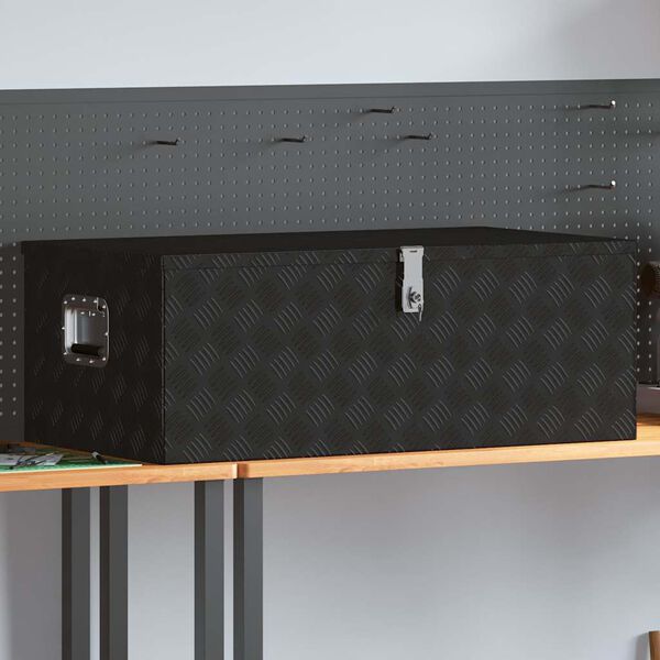 vidaXL Säilytyslaatikko musta 100x55x37 cm alumiini