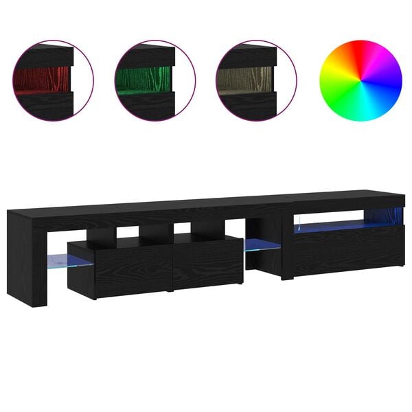 vidaXL TV-kaappi 2 pcs Musta tammi. 215 x 36,5 x 40 cm Tekninen puu