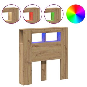 vidaXL S&auml;ngynp&auml;&auml;ty LED-valoilla artesaani tammi 100x18,5x103,5 cm puu