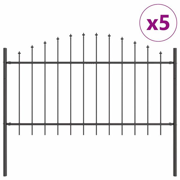 vidaXL Puutarha-aita 5 pcs Harmaa 170 x 140 cm Jauhemaalattu Ter&auml;s