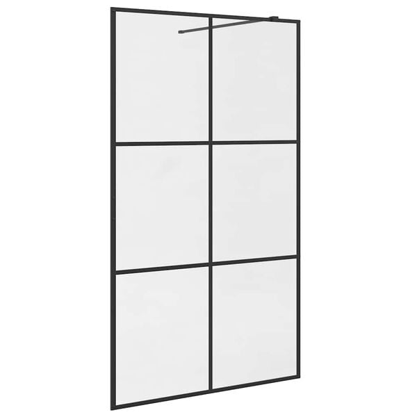 vidaXL Walk-in suihkun sein&auml;ke kirkas ESG-lasi 115x195 cm musta