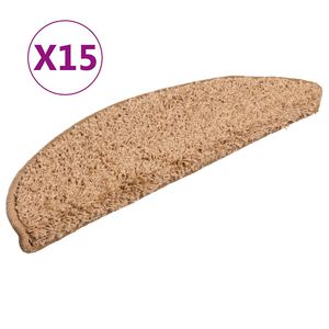 vidaXL Porrasmatot 15 kpl 56x17x3 cm Beige puolipy&ouml;re&auml;