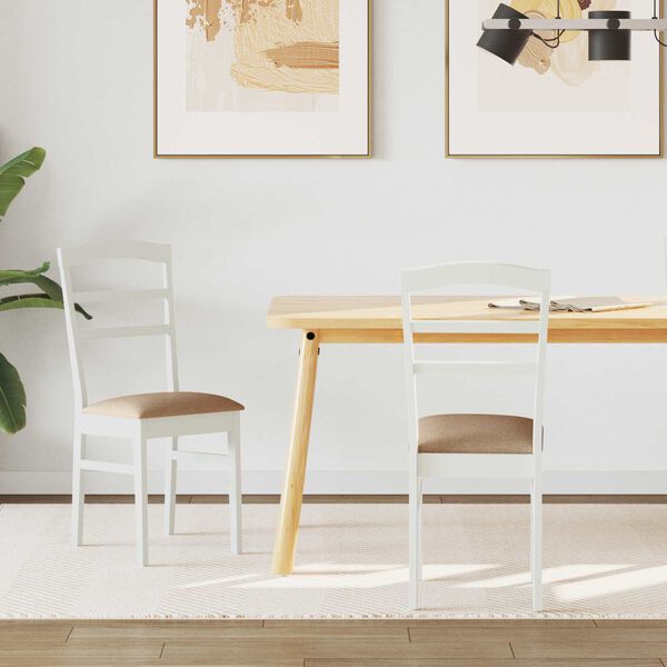 vidaXL Ruokatuoli 2 pcs Valkoinen ja ruskea Kest&auml;v&auml; Kumipuinen