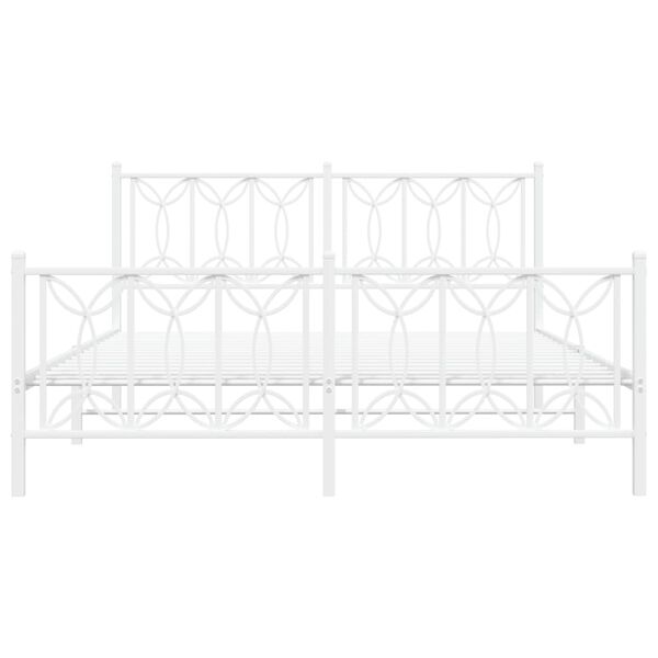vidaXL Metallinen sängynrunko päädyillä valkoinen 150x200 cm