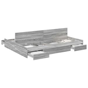 vidaXL S&auml;ilytystilallinen s&auml;ngynrunko ovella Harmaa Sonoma 4FT6 Double