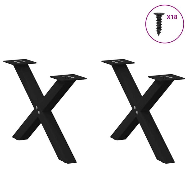 vidaXL Sohvap&ouml;yd&auml;n jalat X-muotoiset 2 kpl musta 50x(30-31) cm ter&auml;s