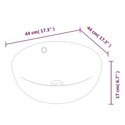 vidaXL Pesuallas valkoinen 44x17 cm keraaminen pyöreä