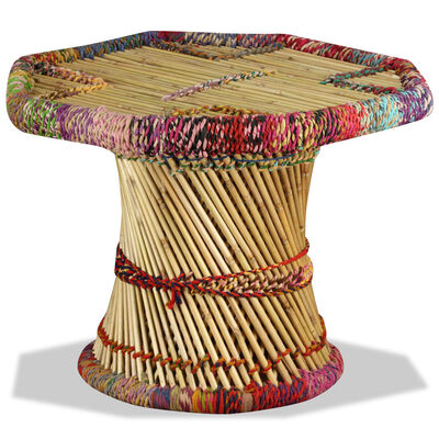 vidaXL Sohvapöytä bambu chindi-yksityiskohdilla monivärinen
