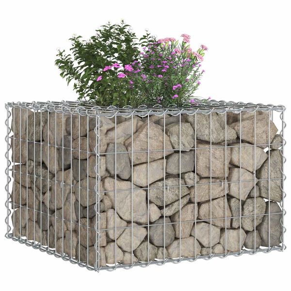 vidaXL Gabion Kohotettu Peti Hopea 60 x 60 x 40 cm Galvanoitu ter&auml;s