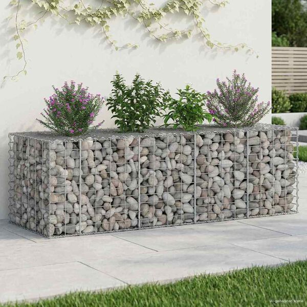 vidaXL Gabion Kohotettu Peti Hopea 180 x 60 x 55 cm Galvanoitu ter&auml;s
