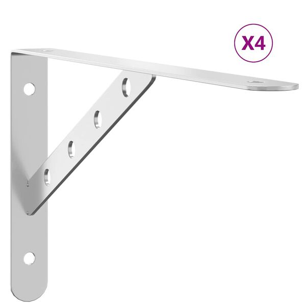 vidaXL Sein&auml;telineet 4 kpl 30x2,5x15,5 cm hopea ruostumaton ter&auml;s