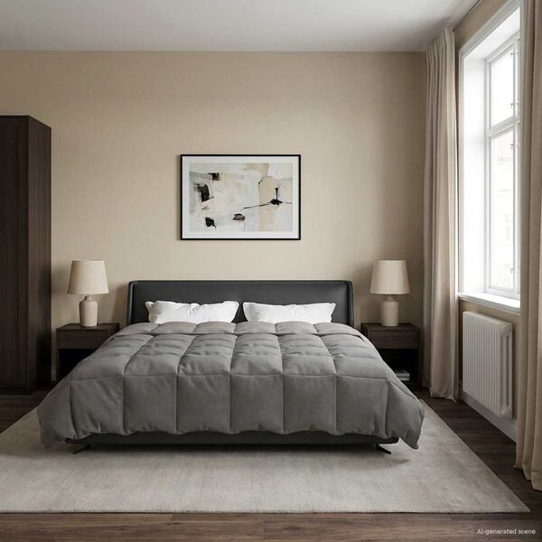 vidaXL Kes&auml;peitto Quiltottu Vaaleanharmaa 200 x 220 cm Mikrokuitu