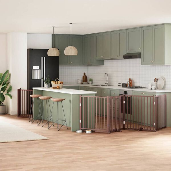 vidaXL Koiraportti kokoontaittuva 6 paneelia ruskea 480 cm poppelipuu