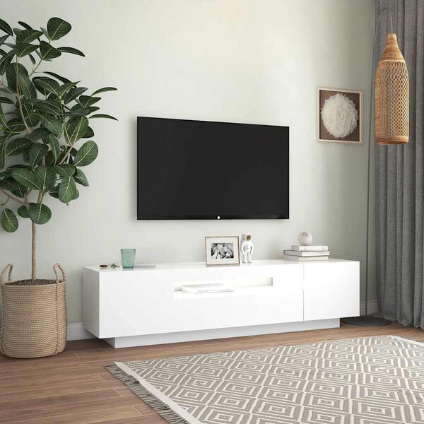 vidaXL TV-taso LED-valoilla valkoinen 160x35x40 cm