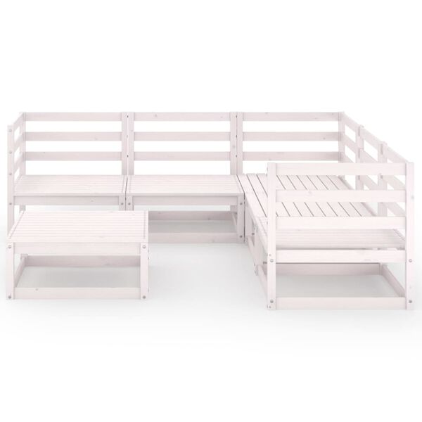 vidaXL 6-osainen puutarhasohvasarja valkoinen t&auml;ysi m&auml;nty