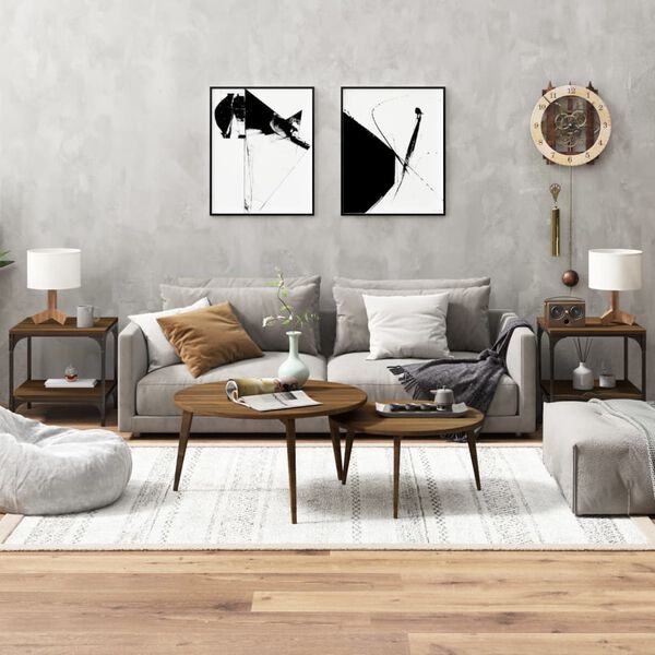 vidaXL Sivupöydät 2kpl ruskea tammi 40x40x40 cm tekninen puu