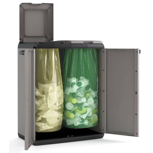 Keter Kierrätyskaappi Split Basic harmaa ja musta 85 cm