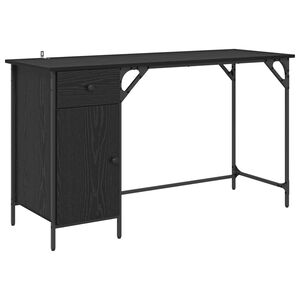 vidaXL Tietokonep&ouml;yt&auml; Musta tammi. 131 x 48 x 75 cm Tekninen puu
