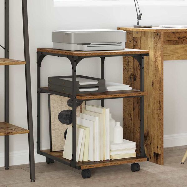 vidaXL Tulostinpidike Vanha Puu 43 x 48 x 64 cm Tekninen puu