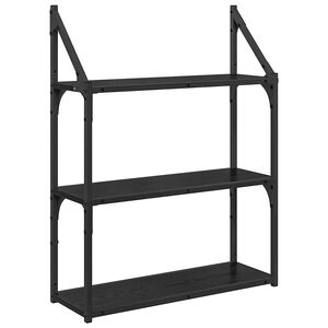 vidaXL Sein&auml;hylly hyllyll&auml; Musta tammi. 60 x 21 x 78,5 cm Tekninen puu