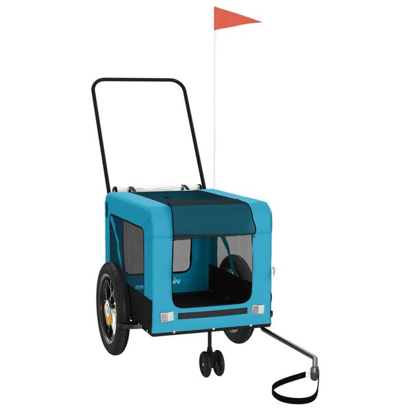 vidaXL Lemmikinkuljetuskärry polkupyörään sin./musta kangas ja rauta