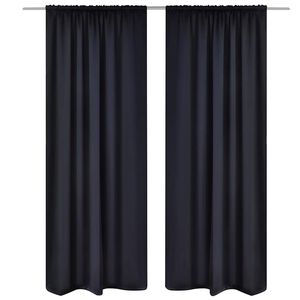 vidaXL Mustat pimennysverhot verhotankokujalla 2 kpl 135 x 245 cm
