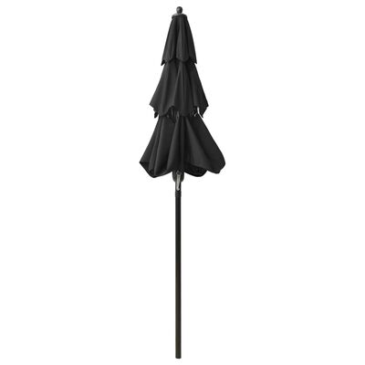 vidaXL 3-tasoinen aurinkovarjo alumiinitanko musta 2 m