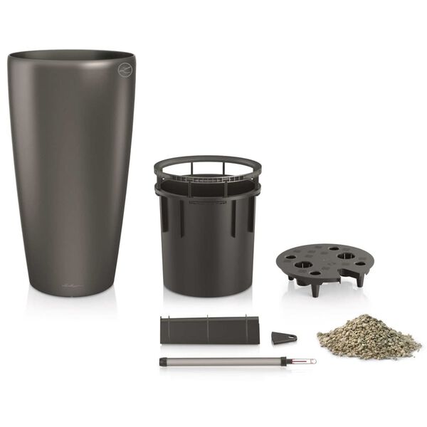 LECHUZA Kukkalaatikko Rondo 40 ALL-IN-ONE metallinen hiili